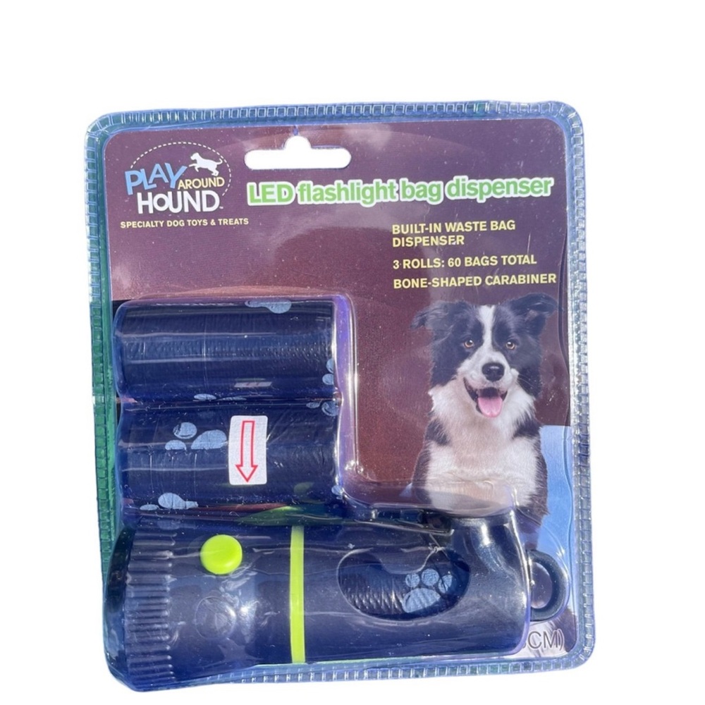 Play Around Hound: LED Flashlight Built Bag Dispenser Dog Bone Shaped Carabiner